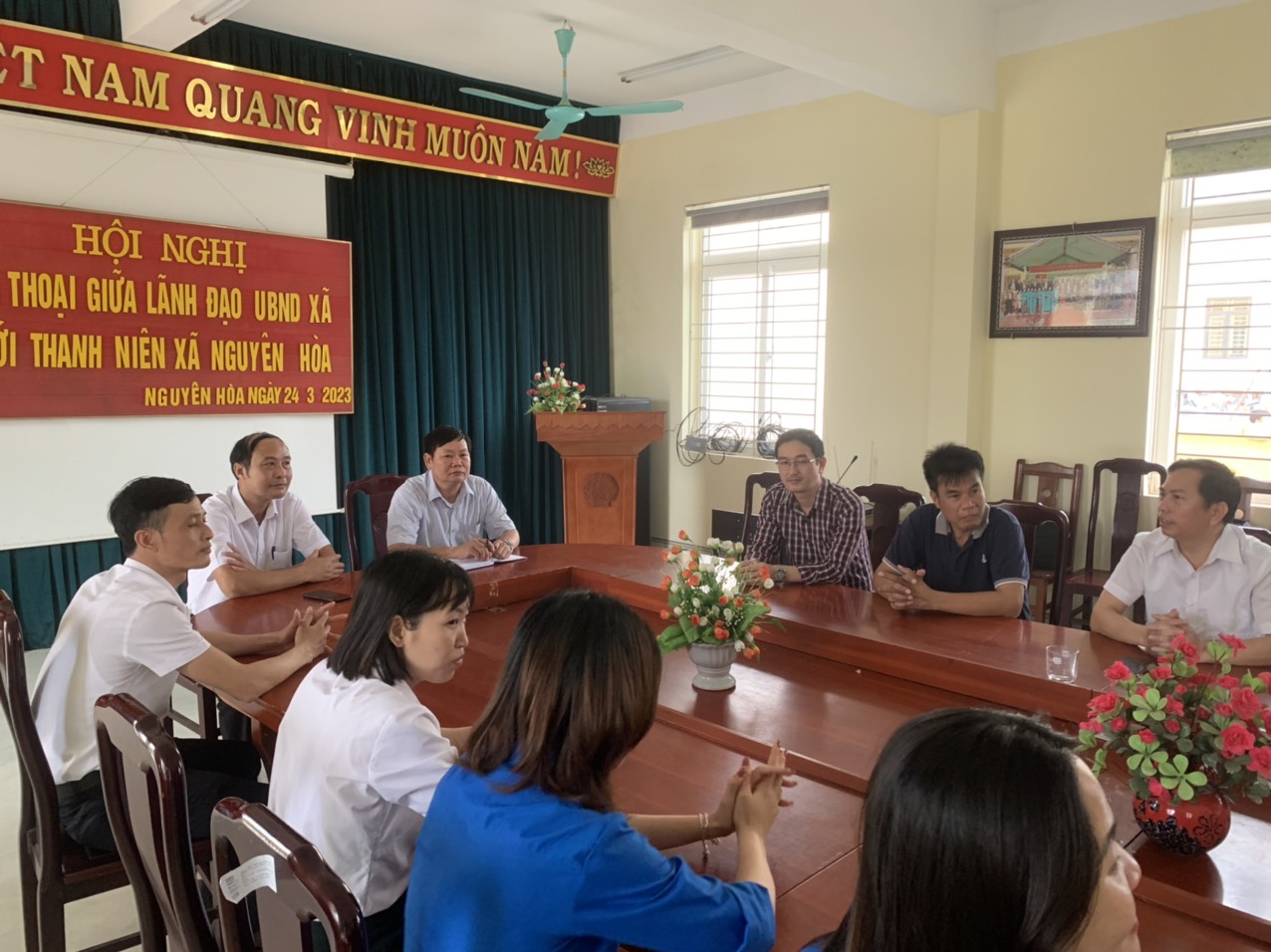 Hội nghị Gặp mặt, đối thoại giữa lãnh đạo UBND xã Nguyên Hoà với đoàn viên thanh niên xã