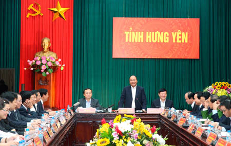 Thủ tướng Chính phủ Nguyễn Xuân Phúc làm việc với tỉnh Hưng Yên